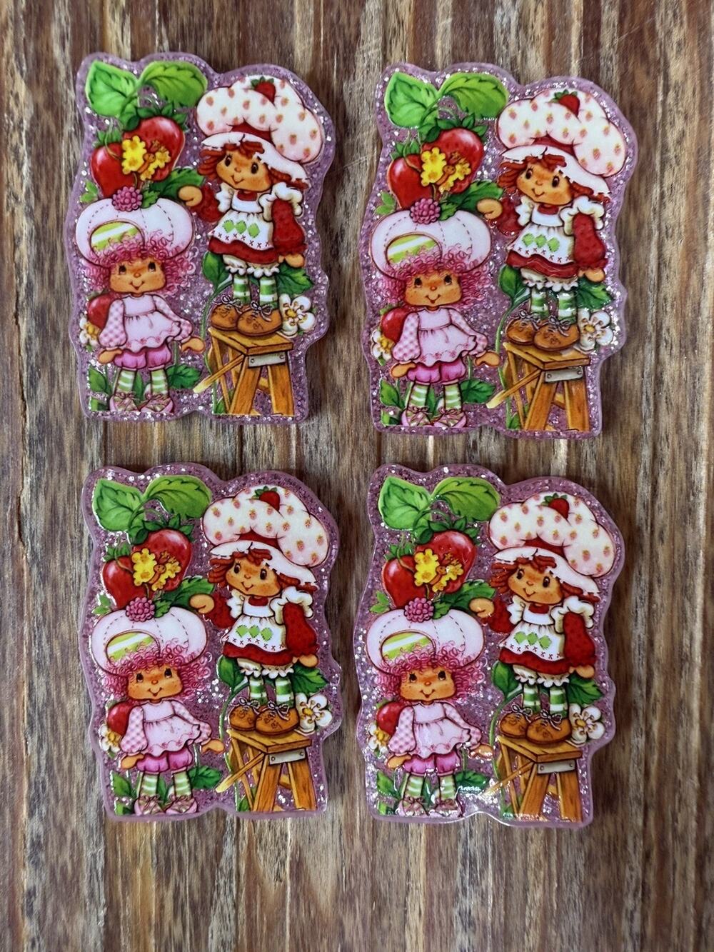 4 Pc Strawberry Shortcake Acrylic Flatbacks